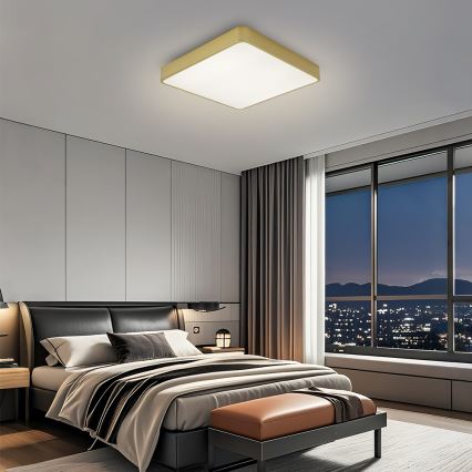 BRILAGI - Plafonnier LED dimmable POOL SQUARE LED/48W/230V 3000-6000K 50x50 cm doré + télécommande