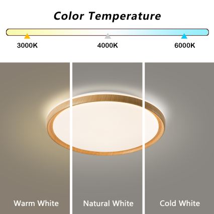 Brilagi - Plafonnier LED dimmable RIVO LED/72W/230V 3000-6000K, finition bois Ø 50 cm + télécommande
