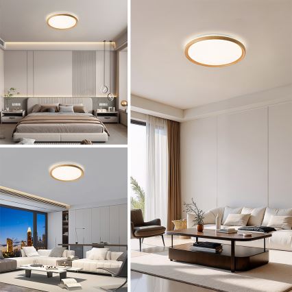 Brilagi - Plafonnier LED dimmable RIVO LED/72W/230V 3000-6000K, finition bois Ø 50 cm + télécommande