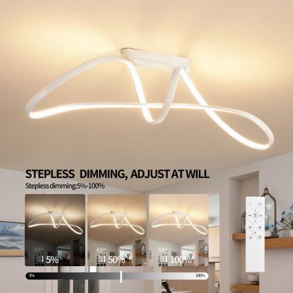 Brilagi - Plafonnier LED dimmable en saillie TWISTER LED/60W/230V 3000-6000K blanc + télécommande