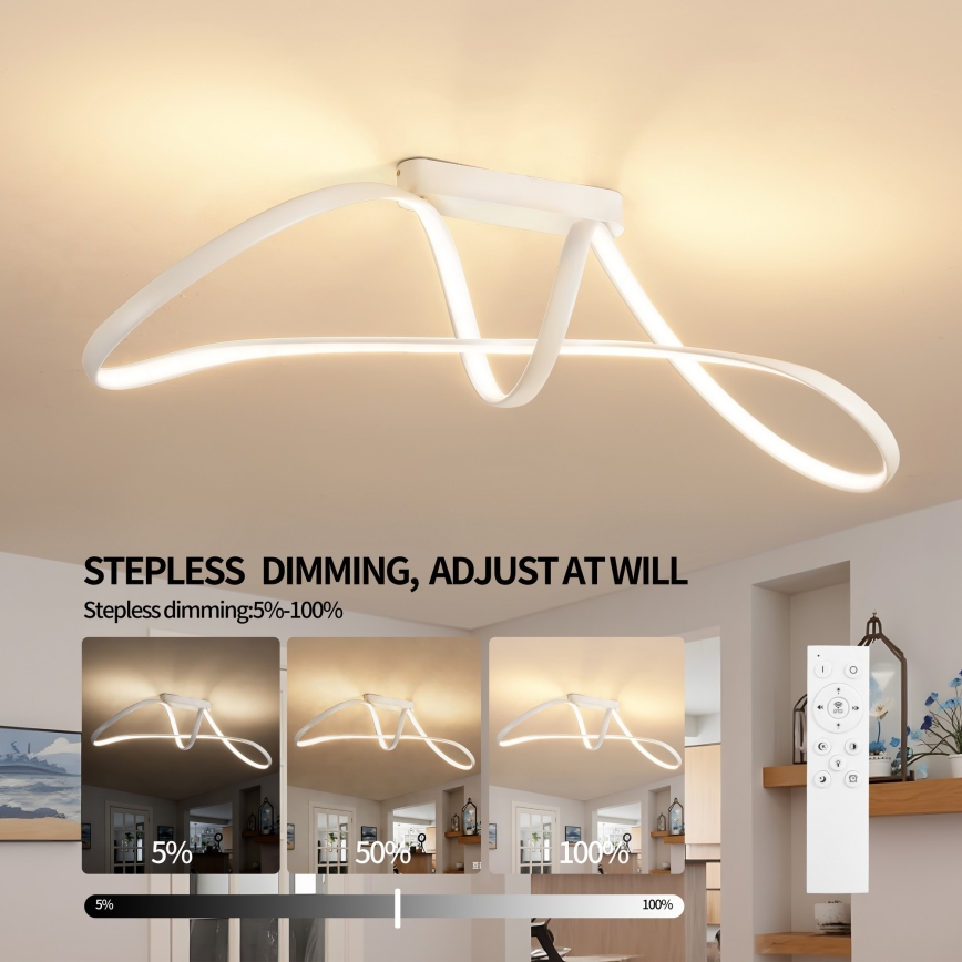 Brilagi - Plafonnier LED dimmable en saillie TWISTER LED/60W/230V 3000-6000K blanc + télécommande