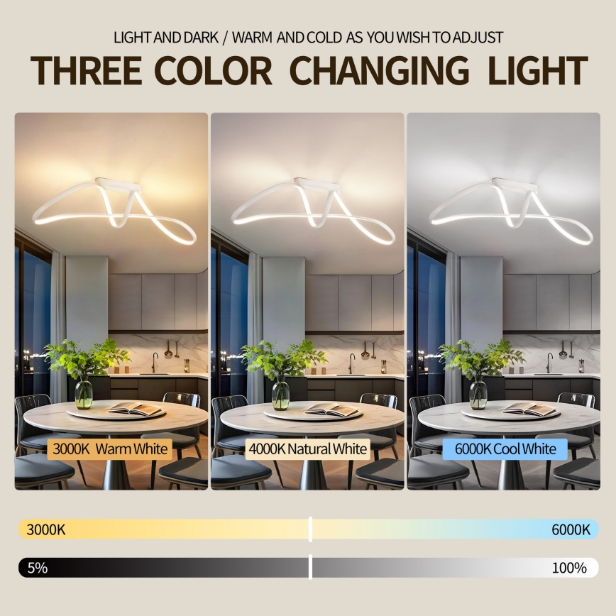 Brilagi - Plafonnier LED dimmable en saillie TWISTER LED/60W/230V 3000-6000K blanc + télécommande