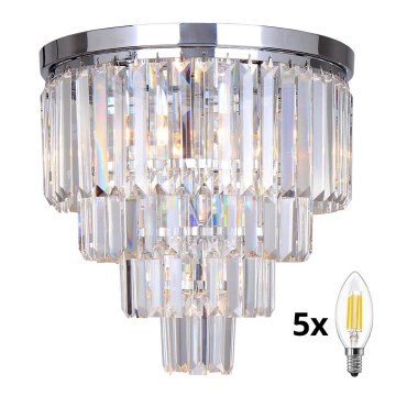 Brilagi - LED Plafonnier en cristal MOZART 5xE14/40W/230V chrome brillant