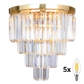 Brilagi - LED Plafonnier en cristal MOZART 5xE14/40W/230V doré