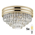 Brilagi - LED Plafonnier en cristal VELURE 5xE14/40W/230V doré