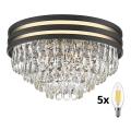 Brilagi - LED Plafonnier en cristal VELURE 5xE14/40W/230V noir