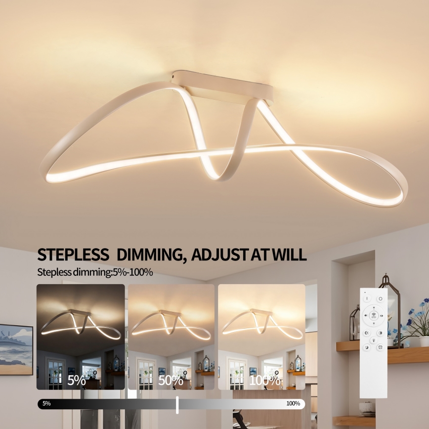 Brilagi - Plafonnier LED dimmable en applique TWISTER LED/60W/230V 3000-6000K beige + télécommande