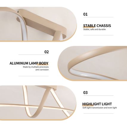 Brilagi - Plafonnier LED dimmable en applique TWISTER LED/60W/230V 3000-6000K beige + télécommande