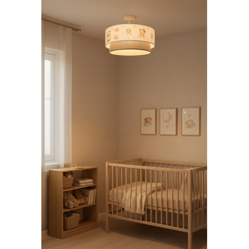 Brilagi - Plafonnier LED pour enfants BOBO 1xE27/60W/230V Ø 40 cm blanc/beige/oursons