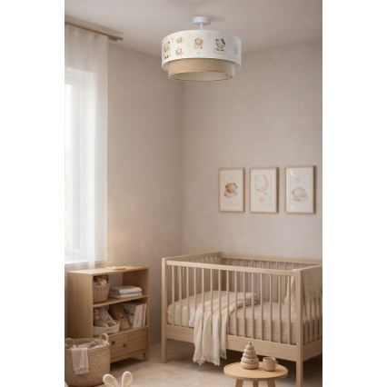 Brilagi - Plafonnier LED pour enfants (montage en surface) BOBO 1xE27/10W/230V Ø 40 cm blanc/beige/motif oursons