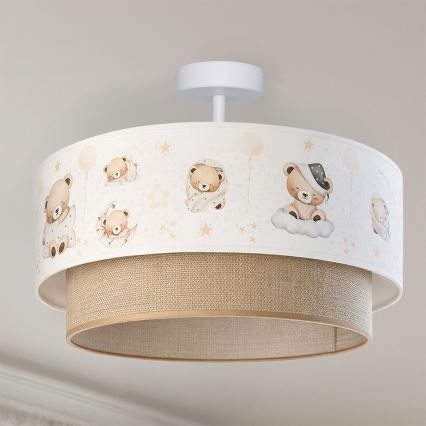 Brilagi - Plafonnier LED pour enfants (montage en surface) BOBO 1xE27/10W/230V Ø 40 cm blanc/beige/motif oursons