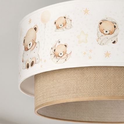 Brilagi - Plafonnier LED pour enfants (montage en surface) BOBO 1xE27/10W/230V Ø 40 cm blanc/beige/motif oursons