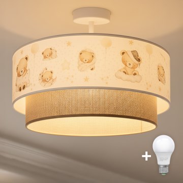 Brilagi-LED Plafonnier en saillie pour enfants BOBO 1xE27/60W/230V Ø 40 cm blanc/beige/ourson