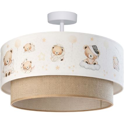 Brilagi-LED Plafonnier en saillie pour enfants BOBO 1xE27/60W/230V Ø 40 cm blanc/beige/ourson