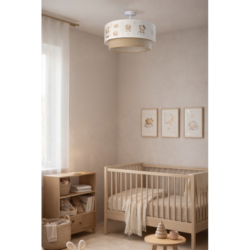 Brilagi-LED Plafonnier en saillie pour enfants BOBO 1xE27/60W/230V Ø 40 cm blanc/beige/ourson
