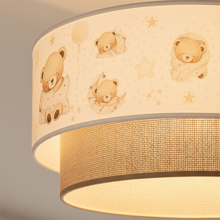 Brilagi-LED Plafonnier en saillie pour enfants BOBO 1xE27/60W/230V Ø 40 cm blanc/beige/ourson