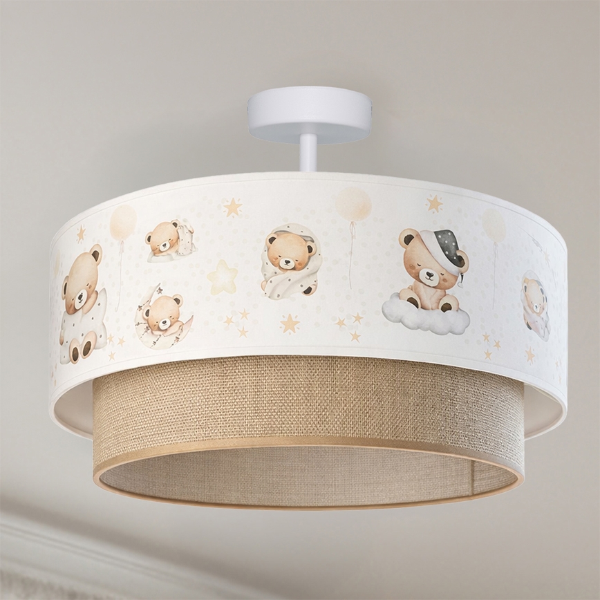 Brilagi-LED Plafonnier en saillie pour enfants BOBO 1xE27/60W/230V Ø 40 cm blanc/beige/ourson