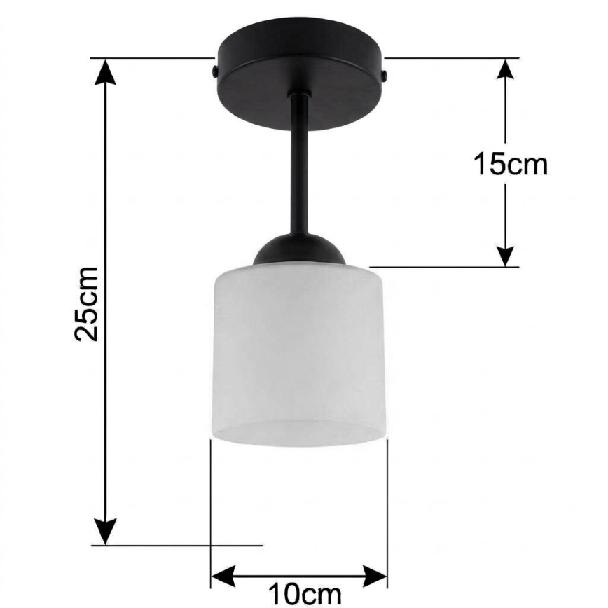 BRILAGI - LED Plafonnier en saillie RETRO GLASS 1xE27/60W/230V Ø 10 cm noir/blanc