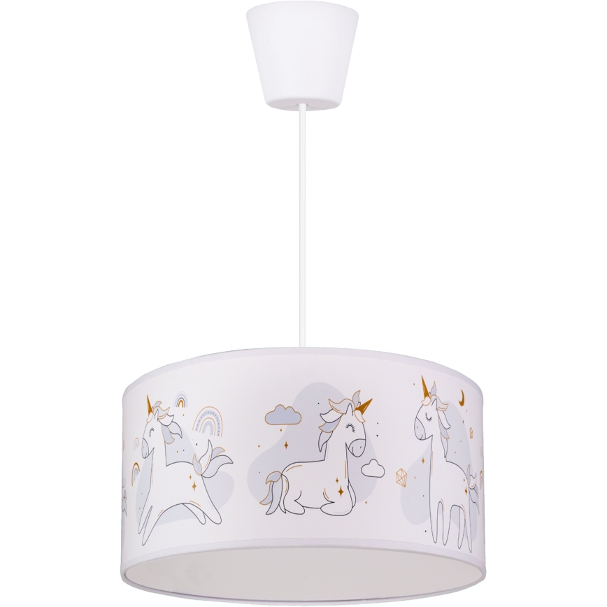 Brilagi - Suspension LED à câble pour enfants BOBO 1xE27/10W/230V Ø 35 cm blanche/motif licornes