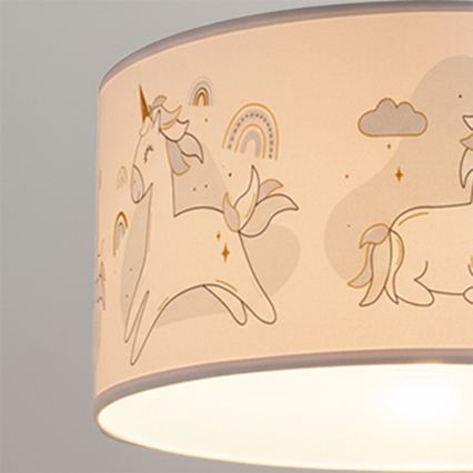 Brilagi - Suspension LED à câble pour enfants BOBO 1xE27/10W/230V Ø 35 cm blanche/motif licornes