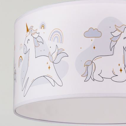 Brilagi - Suspension LED à câble pour enfants BOBO 1xE27/10W/230V Ø 35 cm blanche/motif licornes