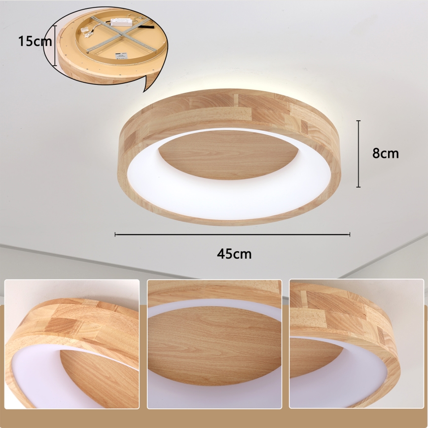 Brilagi - Plafonnier LED FALCON WOOD LED/30W/230V 3000/4000/6000K Ø 45 cm bois