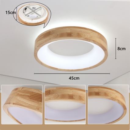 Brilagi - Plafonnier LED FALCON WOOD LED/30W/230V 3000/4000/6000K Ø 45 cm en bois