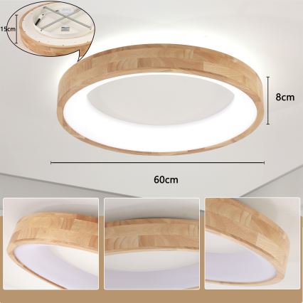 Brilagi - Plafonnier LED FALCON WOOD LED/40W/230V 3000/4000/6000K Ø 60 cm bois