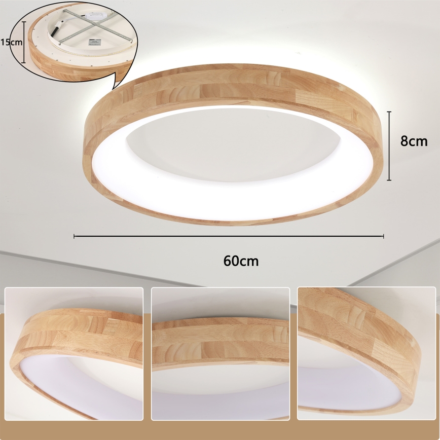 Brilagi - Plafonnier LED FALCON WOOD LED/40W/230V 3000/4000/6000K Ø 60 cm bois