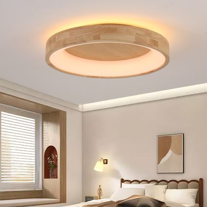 Brilagi - Plafonnier LED FALCON WOOD, 40 W, 230 V, 3000/4000/6000 K, Ø 60 cm, finition bois