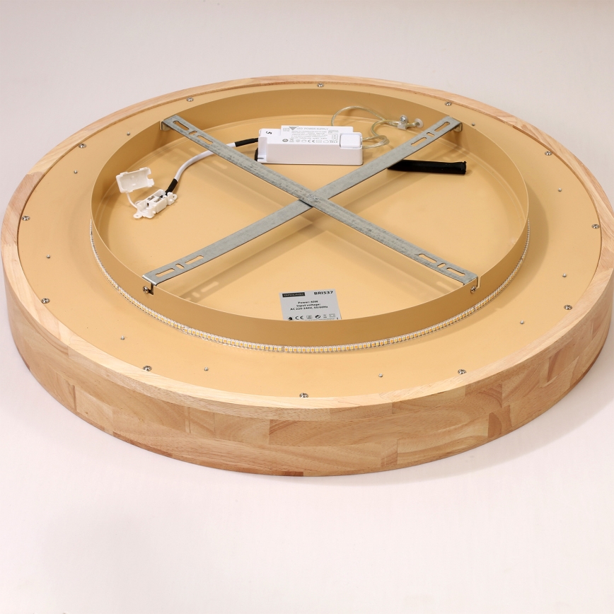 Brilagi - Plafonnier LED FALCON WOOD, 40 W, 230 V, 3000/4000/6000 K, Ø 60 cm, finition bois