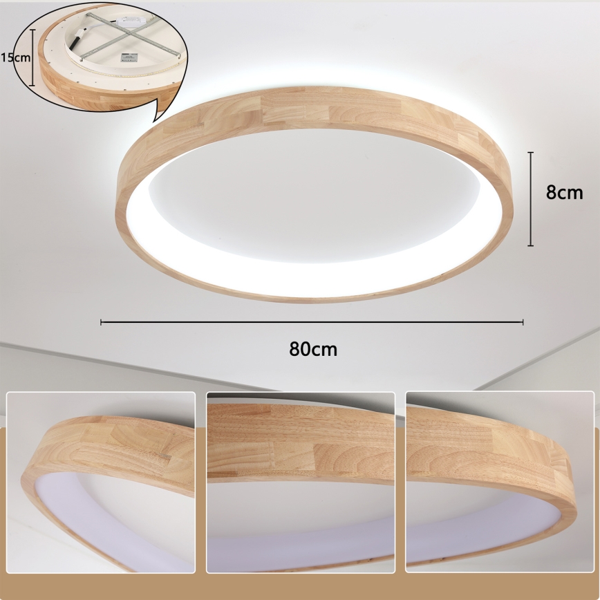 Brilagi - Plafonnier LED FALCON WOOD LED/60W/230V 3000/4000/6000K Ø 80 cm bois