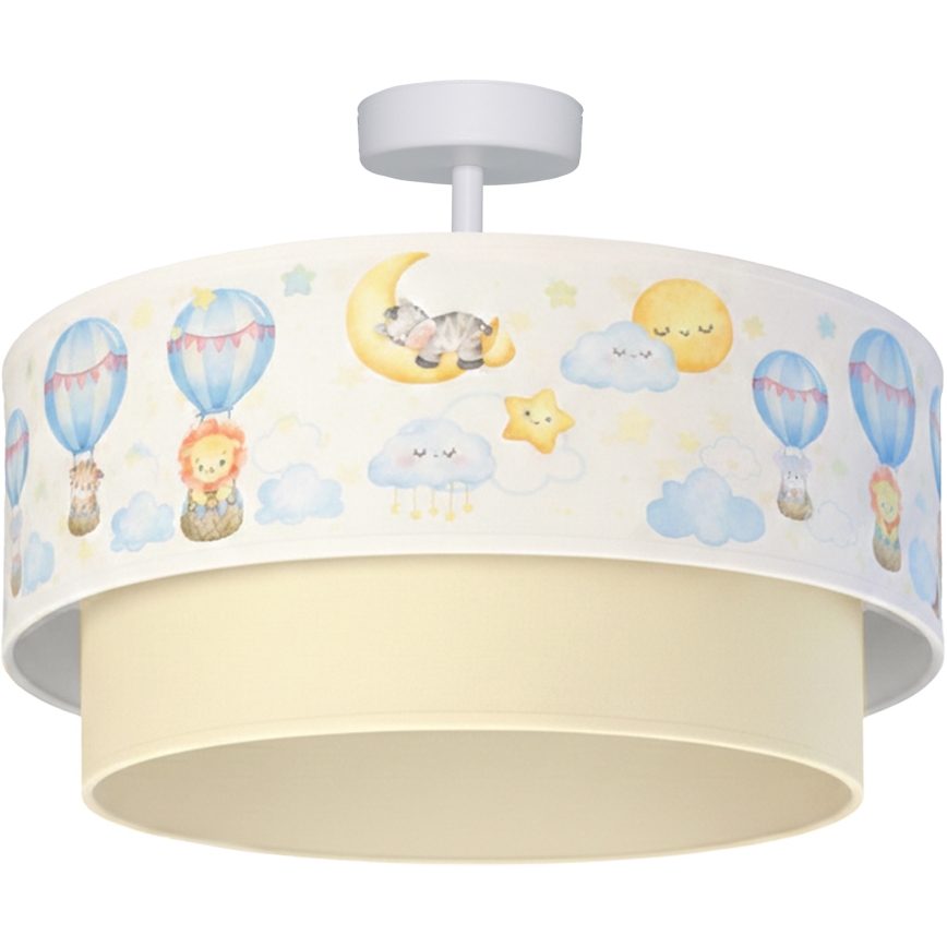 Brilagi - Plafonnier LED pour enfants BOBO 1xE27/60W/230V Ø 40 cm blanc/beige/motifs animaux