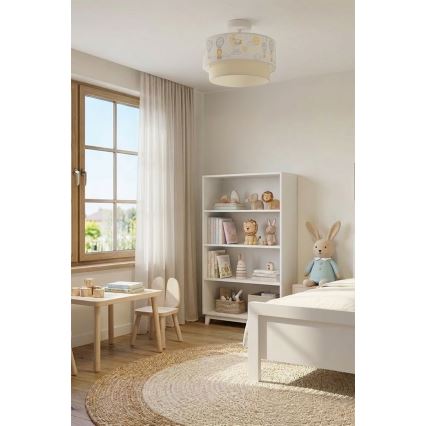 Brilagi - Plafonnier LED pour enfants BOBO 1xE27/60W/230V Ø 40 cm blanc/beige/motifs animaux