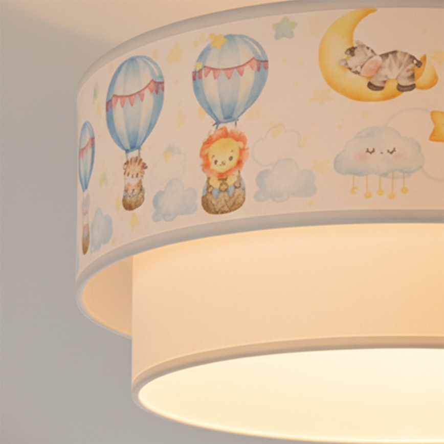 Brilagi - Plafonnier LED pour enfants BOBO 1xE27/60W/230V Ø 40 cm blanc/beige/motifs animaux