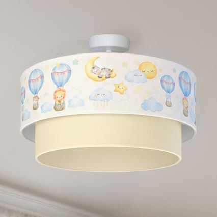 Brilagi - Plafonnier LED pour enfants BOBO 1xE27/60W/230V Ø 40 cm blanc/beige/motifs animaux
