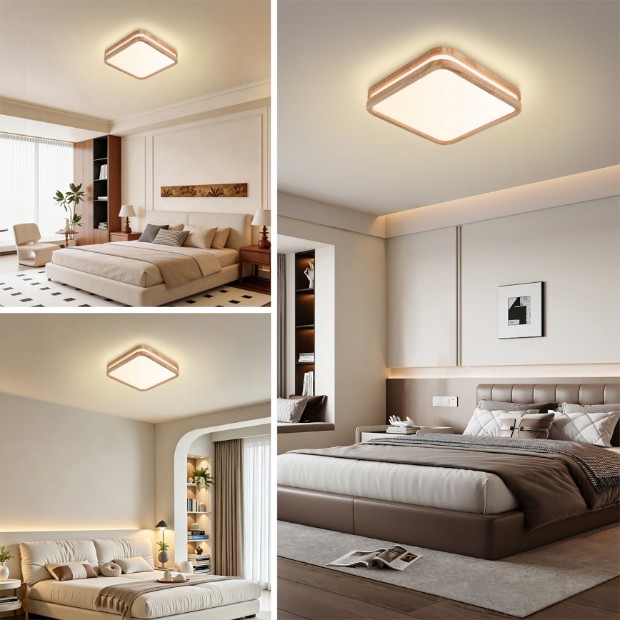Brilagi - Plafonnier LED MOLINA SQUARE LED/32W/230V 3000/4000/6000K chêne 30x30 cm