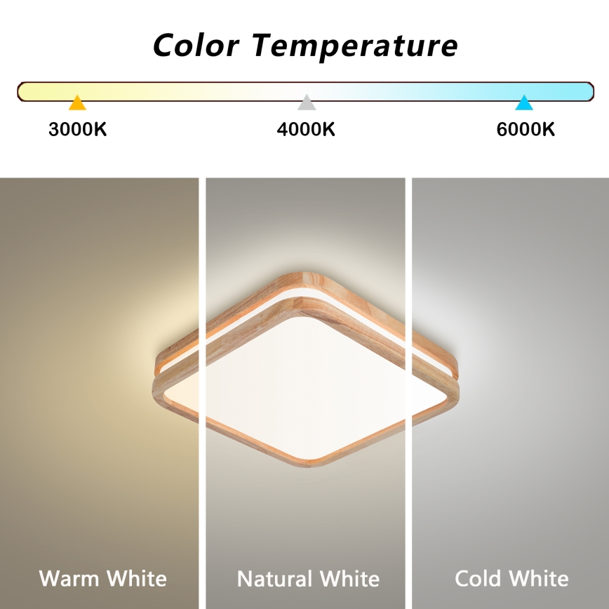 Brilagi - Plafonnier LED MOLINA SQUARE LED/32W/230V 3000/4000/6000K chêne 30x30 cm