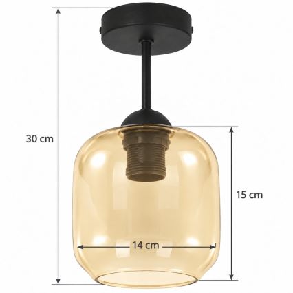 BRILAGI - LED Plafonnier RETRO GLASS 1xE27/60W/230V Ø 14 cm noir/beige fumé