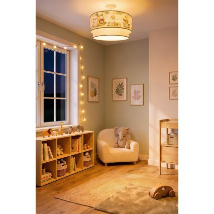 Brilagi - Plafonnier LED à montage en surface pour enfant BOBO 1xE27/10W/230V Ø 40 cm crème/vert/jungle