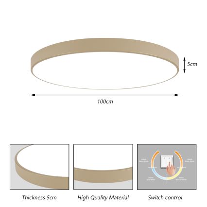 Brilagi - Plafonnier LED POOL 128W/230V 3000/4000/6000K Ø 100 cm beige