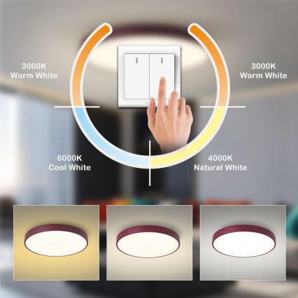 Brilagi - Plafonnier LED POOL LED/48W/230V 3000/4000/6000K Ø 40 cm bordeaux