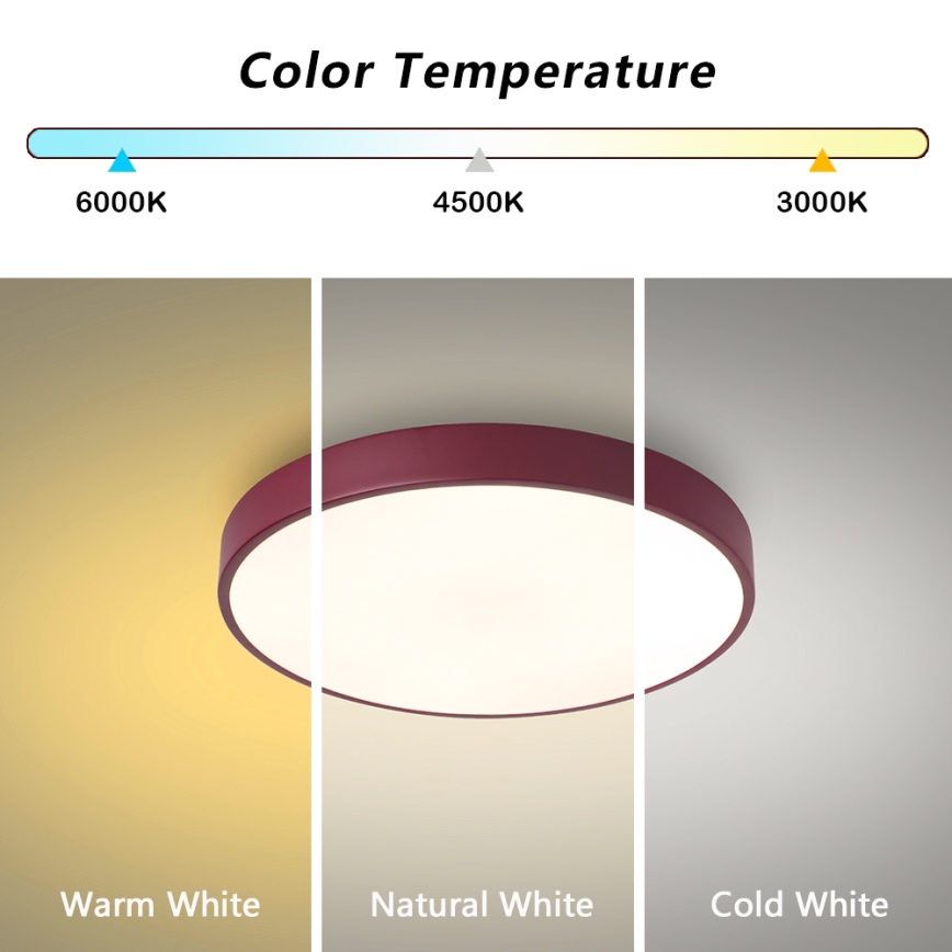 Brilagi - Plafonnier LED POOL LED/48W/230V 3000/4000/6000K Ø 40 cm bordeaux