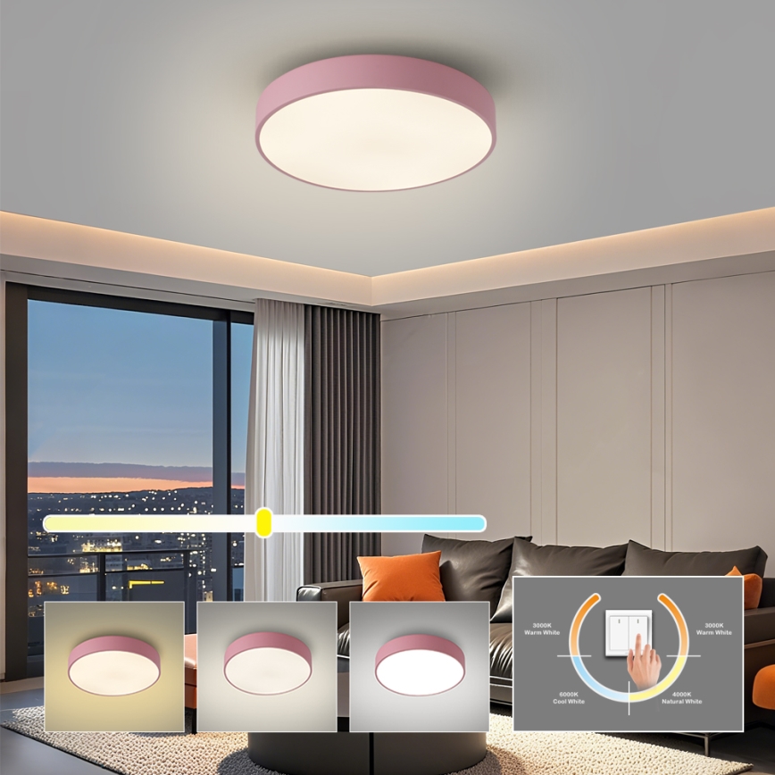 Brilagi - Plafonnier LED POOL LED/48W/230V 3000/4000/6000K Ø 40 cm rose