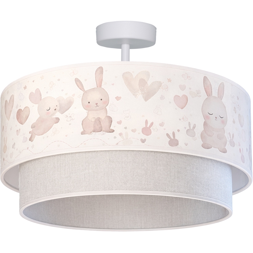 Brilagi - Plafonnier LED pour enfants BOBO 1xE27/10W/230V Ø 40 cm crème/gris/motifs lapins