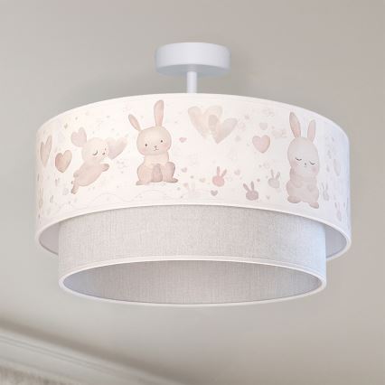 Brilagi - Plafonnier LED pour enfants BOBO 1xE27/10W/230V Ø 40 cm crème/gris/motifs lapins
