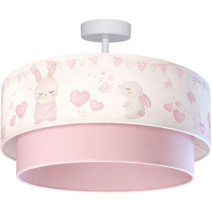Brilagi - Plafonnier LED pour enfant BOBO 1xE27/60W/230V Ø 40 cm crème/rose/lapins