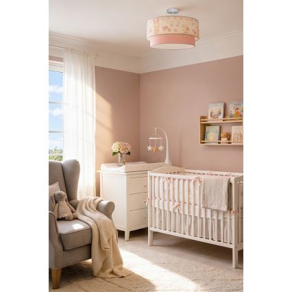 Brilagi - Plafonnier LED pour enfant BOBO 1xE27/60W/230V Ø 40 cm crème/rose/lapins
