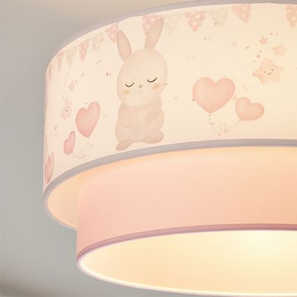 Brilagi - Plafonnier LED pour enfant BOBO 1xE27/60W/230V Ø 40 cm crème/rose/lapins