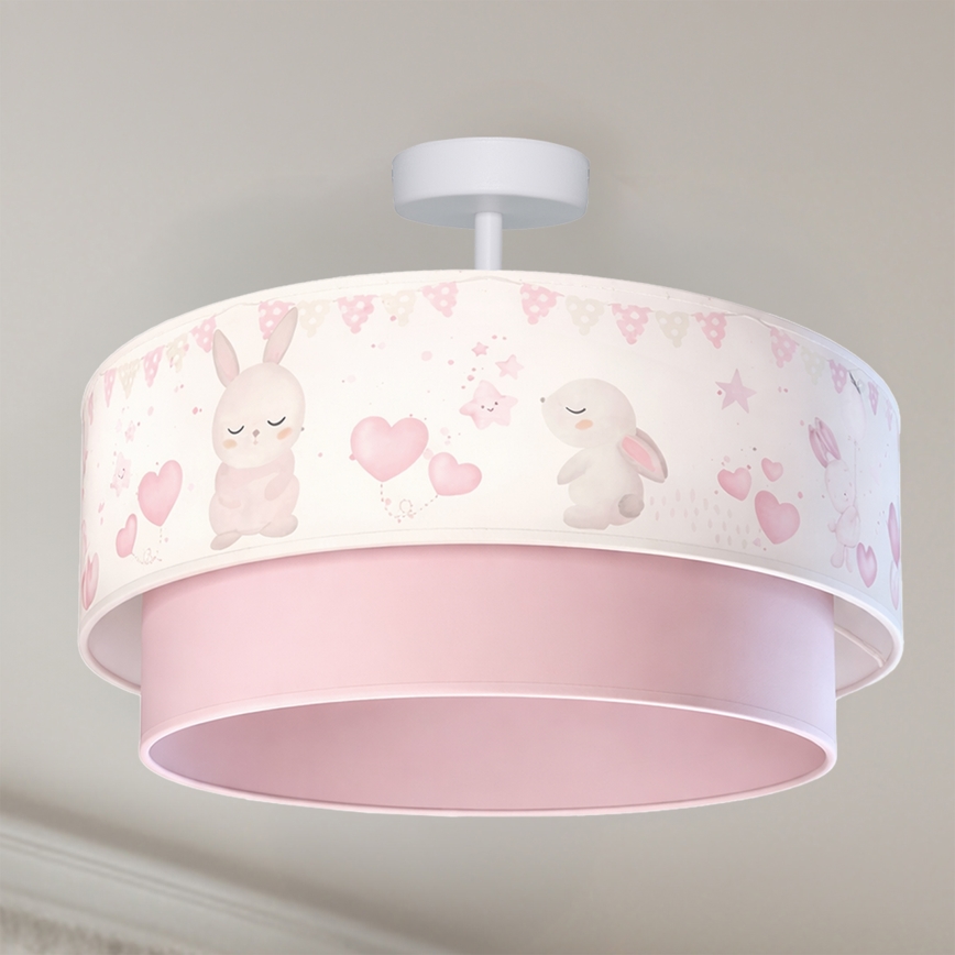 Brilagi - Plafonnier LED pour enfant BOBO 1xE27/60W/230V Ø 40 cm crème/rose/lapins